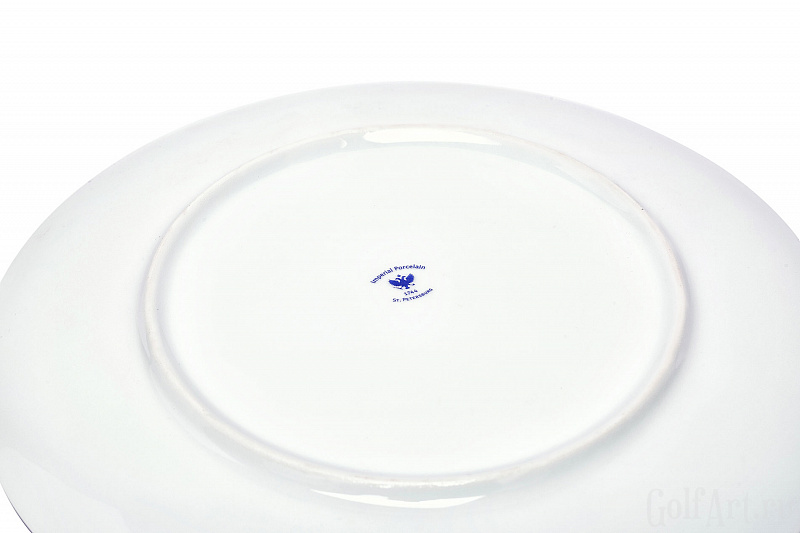 Фарфоровая тарелка "Клюшки" подарок гольфисту, тематичный гольф-сувенир; GolfArt