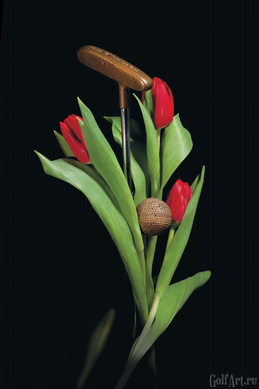 Фотография «Букет с антикварной клюшкой» фотография из цикла В мире гольфа, для художественного оформления гольф-клуба/кабинета/офиса; GolfArt