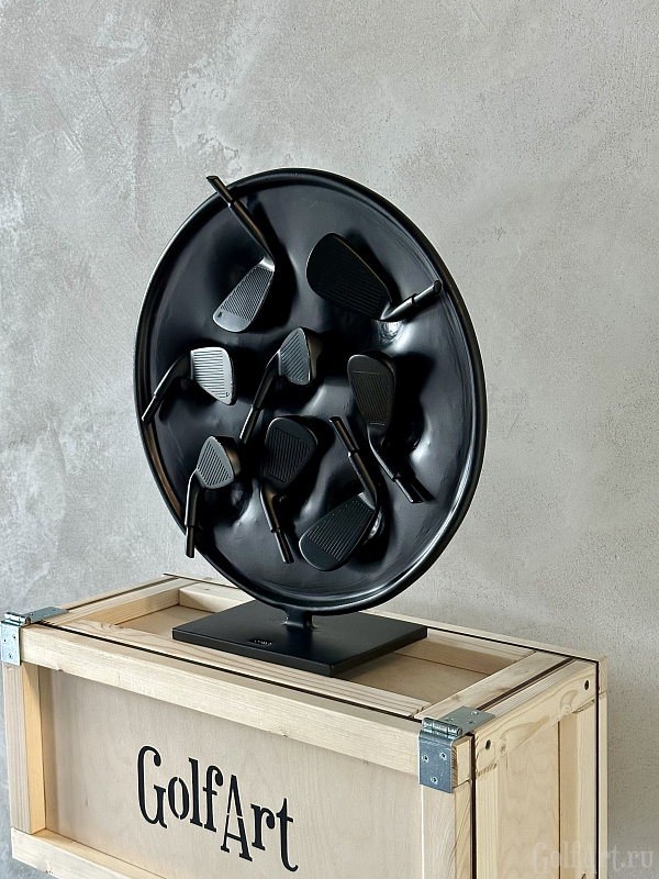 Арт-объект Путь к победе: следы игры. подарок для гольфистов, приз на гольф-турнир, для оформления гольф-клуба; GolfArt