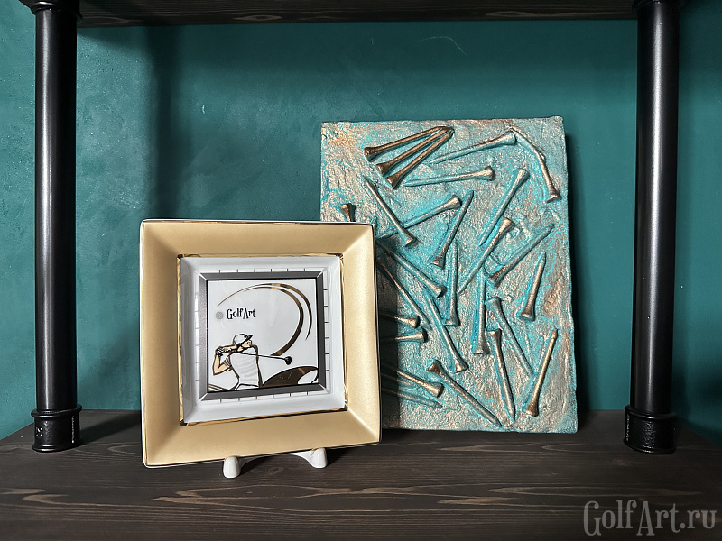 Декоративная подставка подарок гольфисту, тематичный гольф-сувенир; GolfArt