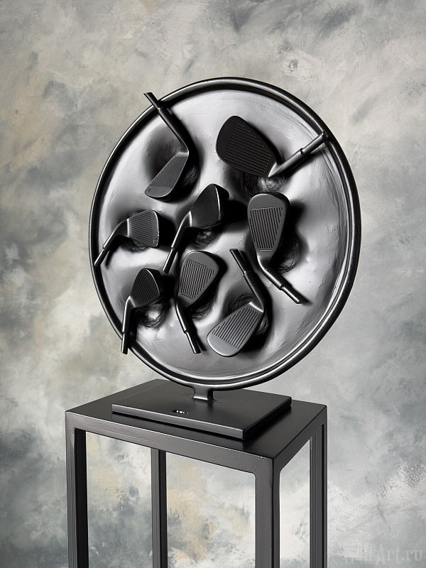 Арт-объект Путь к победе: следы игры. подарок для гольфистов, приз на гольф-турнир, для оформления гольф-клуба; GolfArt