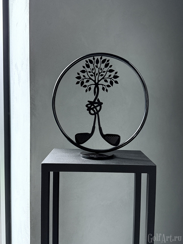 Арт-объект "Единство" (в черном исполнении) подарок для гольфистов, приз на гольф-турнир, для оформления гольф-клуба; GolfArt