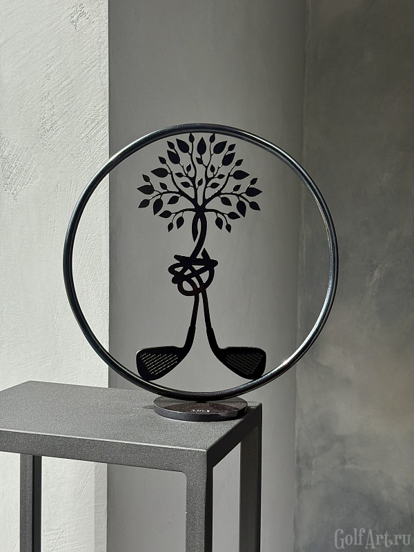 Арт-объект "Единство" (в черном исполнении) подарок для гольфистов, приз на гольф-турнир, для оформления гольф-клуба; GolfArt