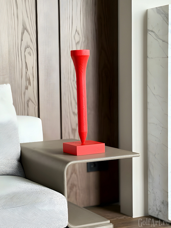 Арт-объект Tee. Красная (матовая) подарок для гольфистов, приз на гольф-турнир, для оформления гольф-клуба; GolfArt
