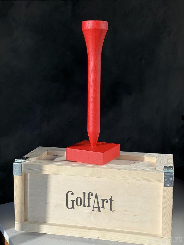 Арт-объект Tee. Красная (матовая) подарок для гольфистов, приз на гольф-турнир, для оформления гольф-клуба; GolfArt