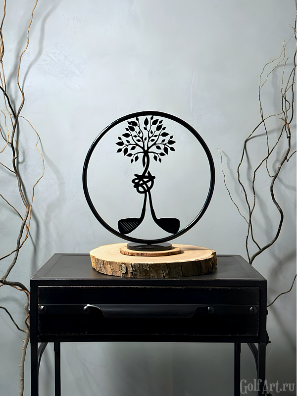 Арт-объект "Единство" (в черном исполнении) подарок для гольфистов, приз на гольф-турнир, для оформления гольф-клуба; GolfArt