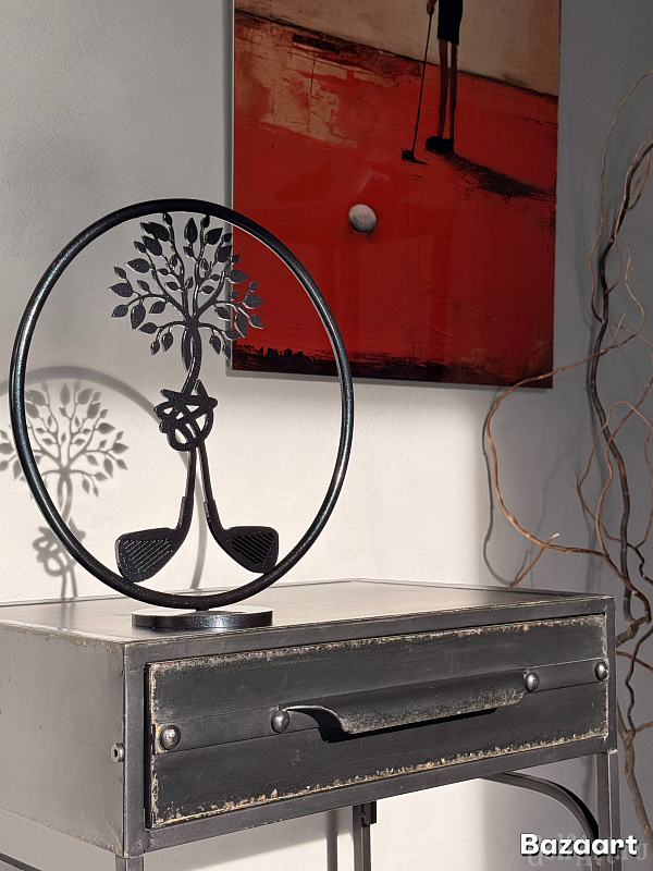 Арт-объект "Единство" (в черном исполнении) подарок для гольфистов, приз на гольф-турнир, для оформления гольф-клуба; GolfArt