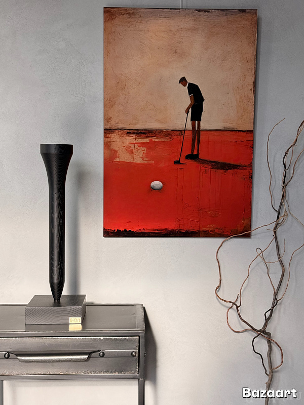 Арт-объект Tee. Черная подарок для гольфистов, приз на гольф-турнир, для оформления гольф-клуба; GolfArt