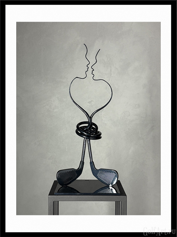 Арт-объект "Притяжение" в черном исполнении подарок для гольфистов, приз на гольф-турнир, для оформления гольф-клуба; GolfArt