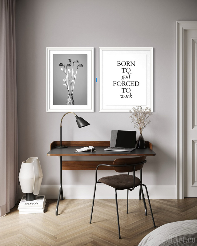 Фотография «Букет с клюшками» фотография из цикла Black and White, для художественного оформления гольф-клуба/кабинета/офиса; GolfArt