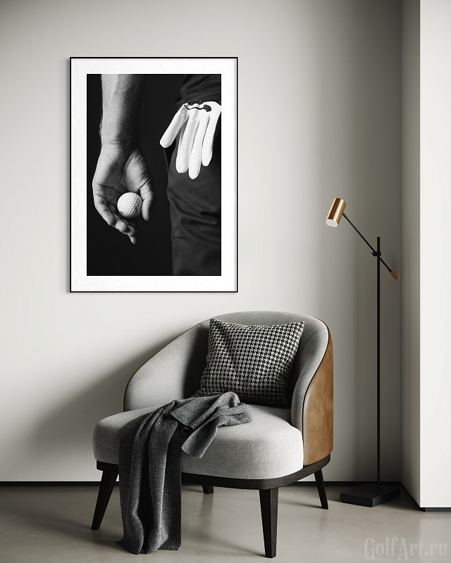 Фотография «В надежных руках» фотография из цикла Black and White, для художественного оформления гольф-клуба/кабинета/офиса; GolfArt